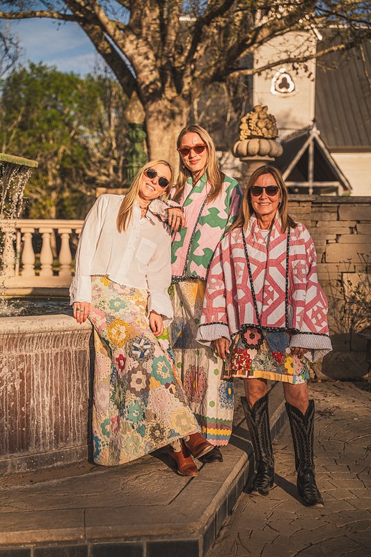 Three Lauren Shapiro looks photographed at Festival Hill in Round Top, Texas