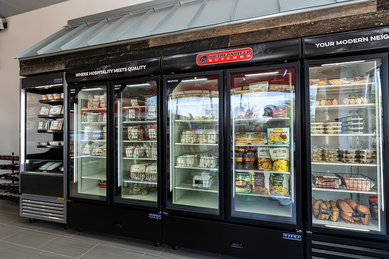 The freezer wall at the Southern Steer Butcher grand opening, photographed by Jake Mizell